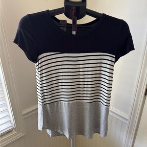 Chic Black and Gray Striped Women's Tee